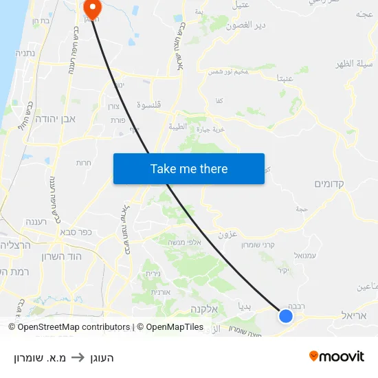 מ.א. שומרון to העוגן map