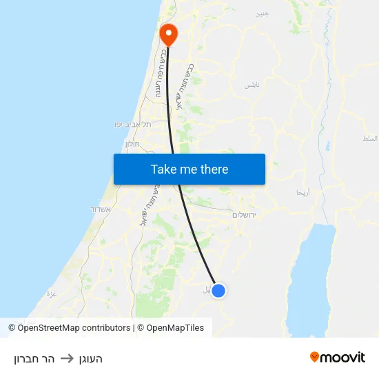 הר חברון to העוגן map