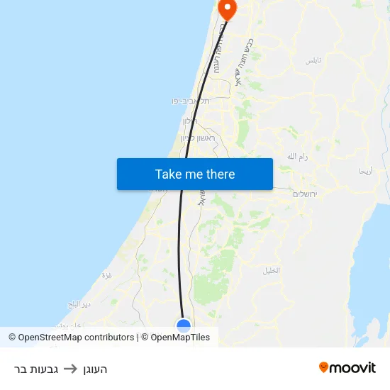 גבעות בר to העוגן map