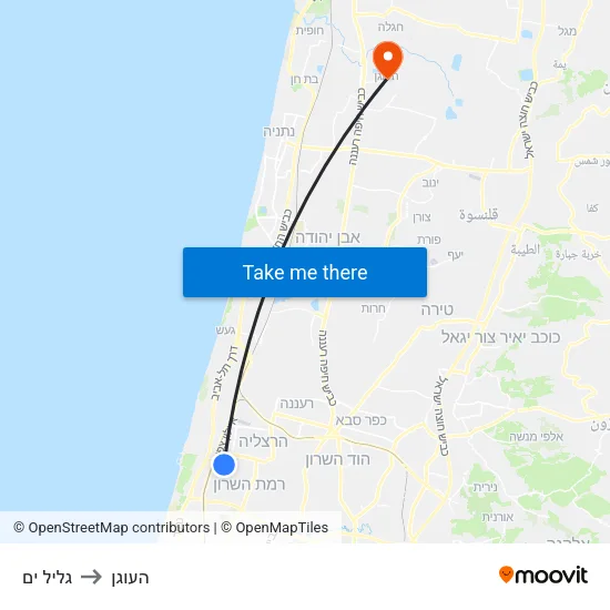 גליל ים to העוגן map