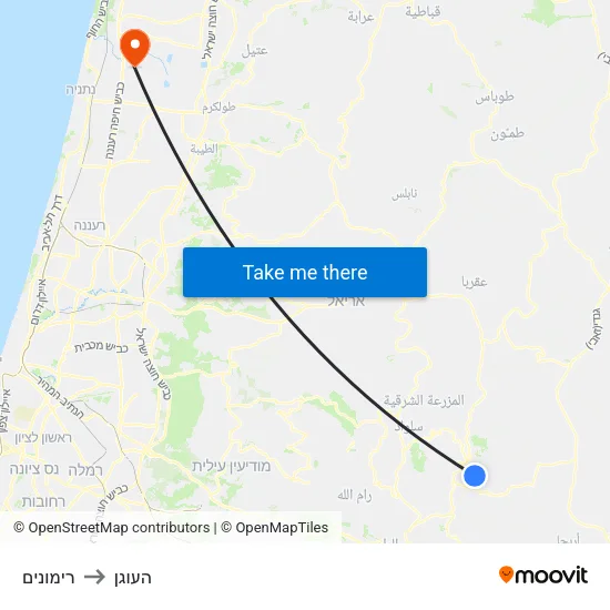 רימונים to העוגן map