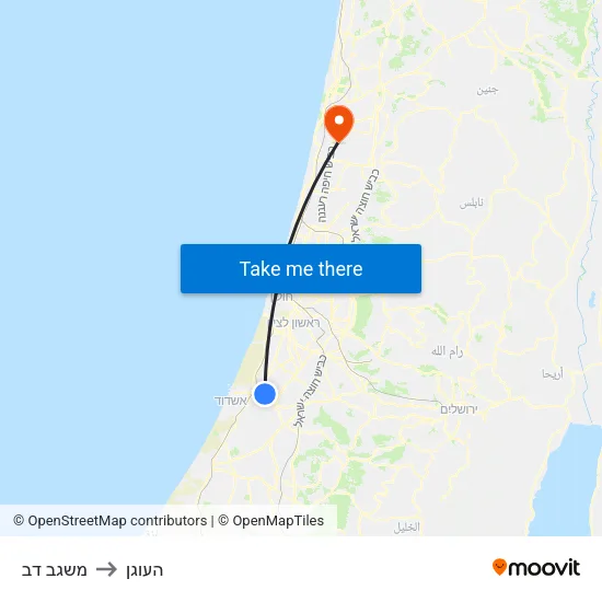 משגב דב to העוגן map