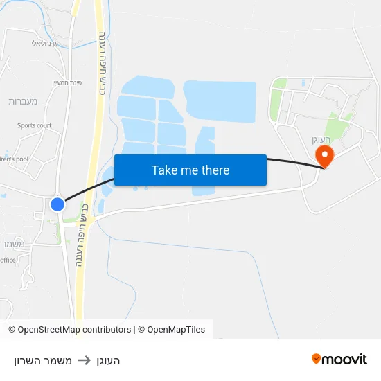 משמר השרון to העוגן map