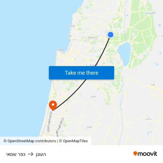 כפר שמאי to העוגן map