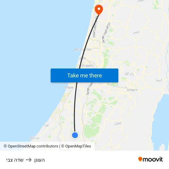 שדה צבי to העוגן map
