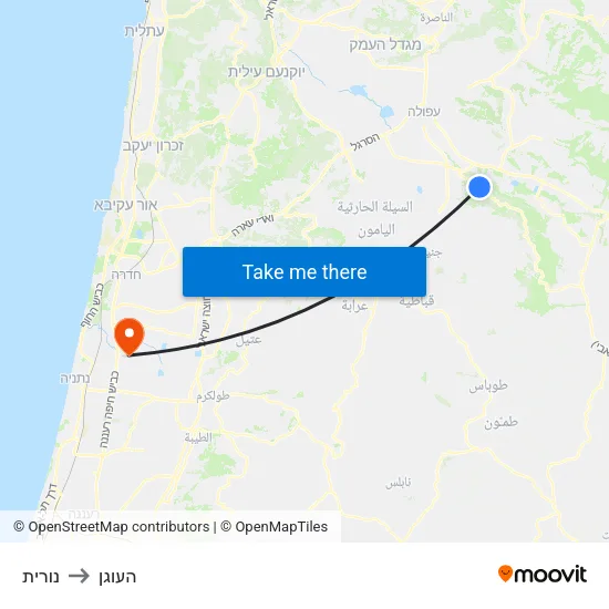 נורית to העוגן map