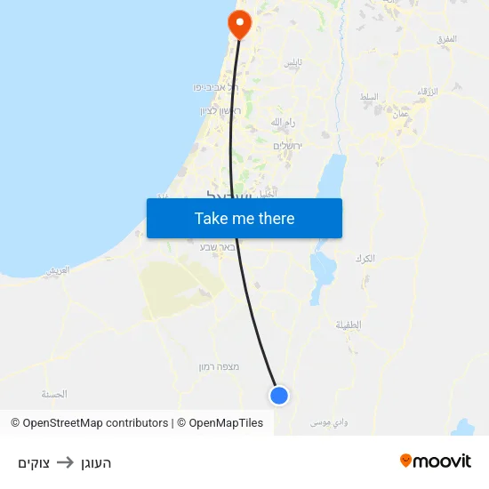 צוקים to העוגן map