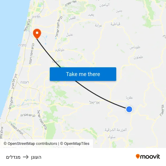מגדלים to העוגן map