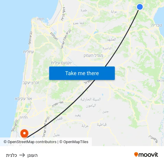 כלנית to העוגן map