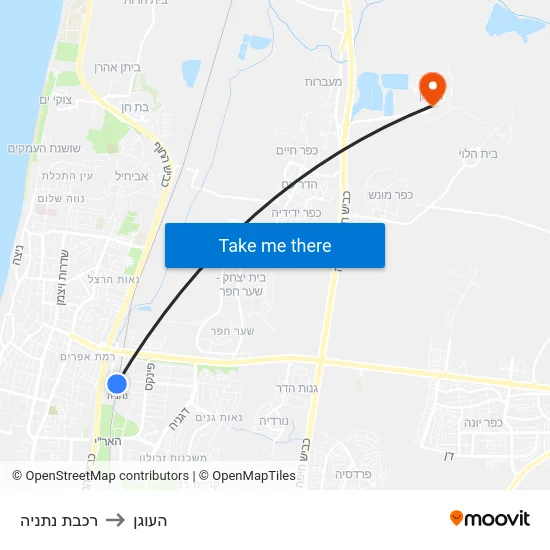 רכבת נתניה to העוגן map