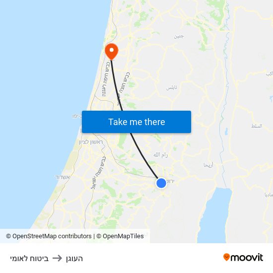 ביטוח לאומי to העוגן map