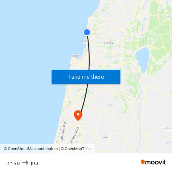 נהרייה to בחן map