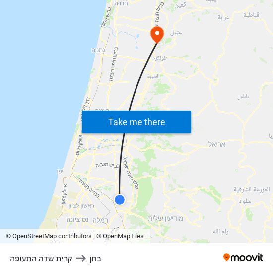 קרית שדה התעופה to בחן map