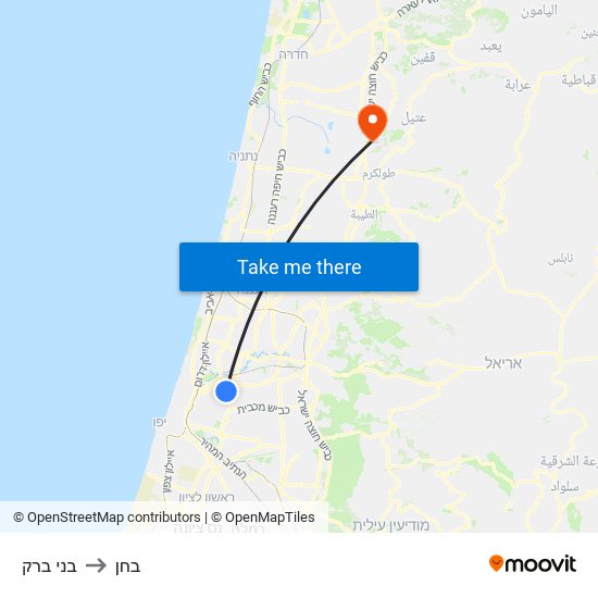 בני ברק to בחן map