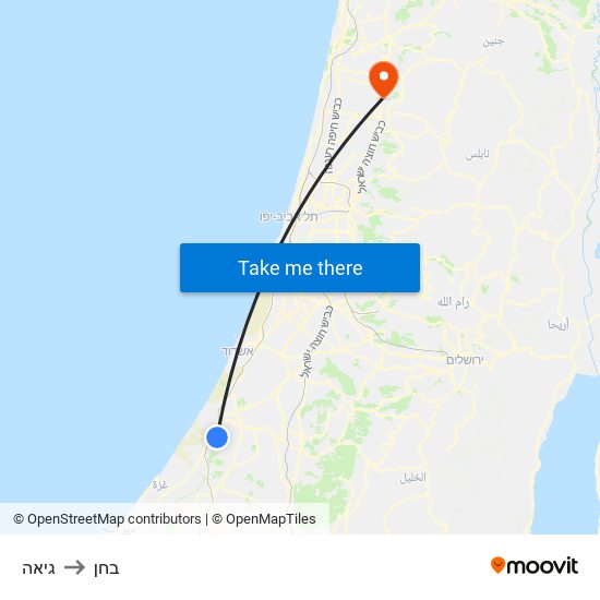 גיאה to בחן map