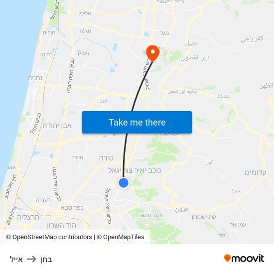 אייל to בחן map