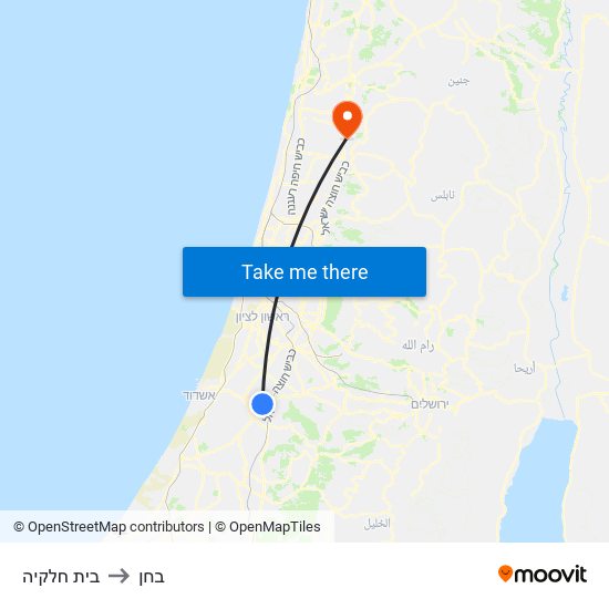 בית חלקיה to בחן map