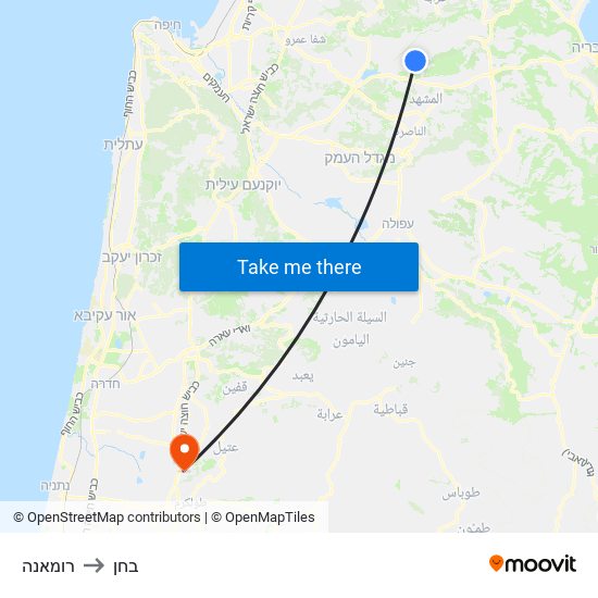 רומאנה to בחן map