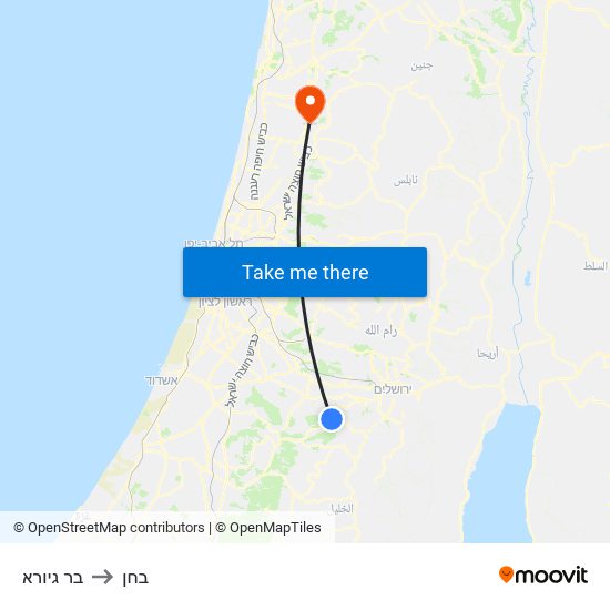 בר גיורא to בחן map