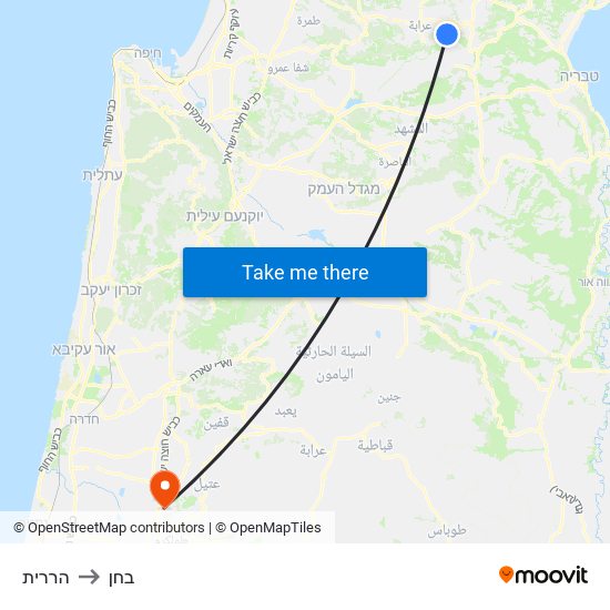 הררית to בחן map