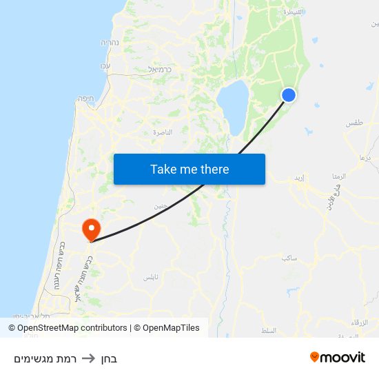 רמת מגשימים to בחן map