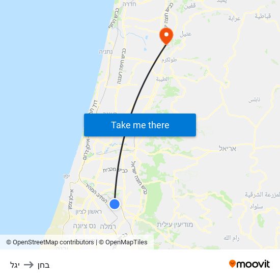 יגל to בחן map