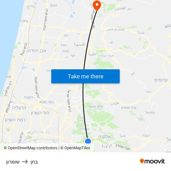 שומרון to בחן map