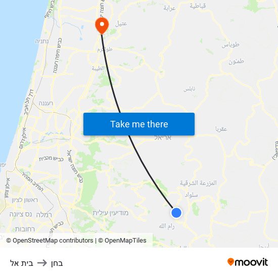 בית אל to בחן map