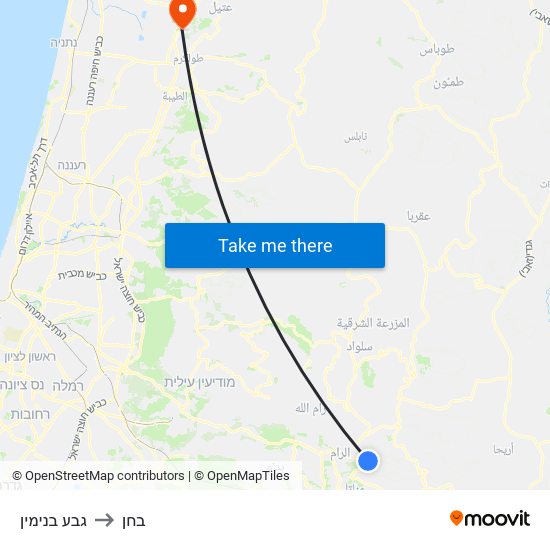 גבע בנימין to בחן map