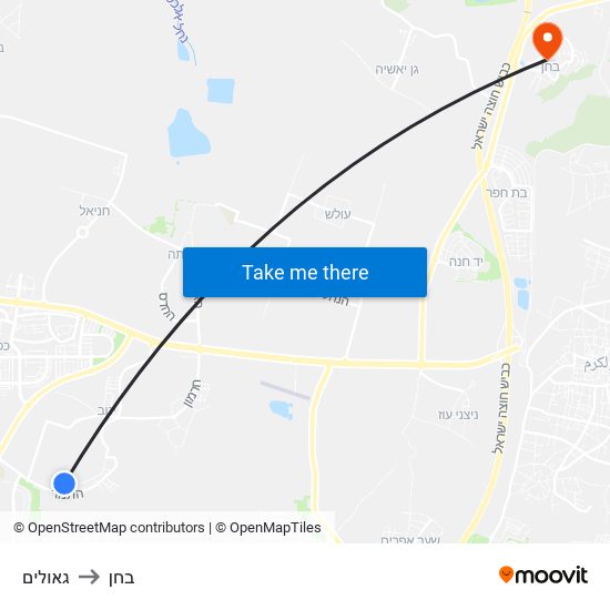 גאולים to בחן map