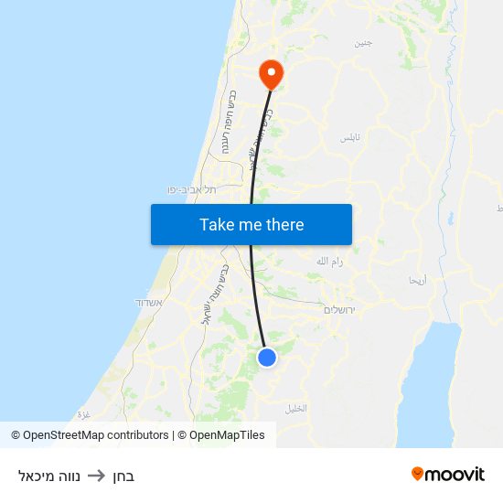 נווה מיכאל to בחן map