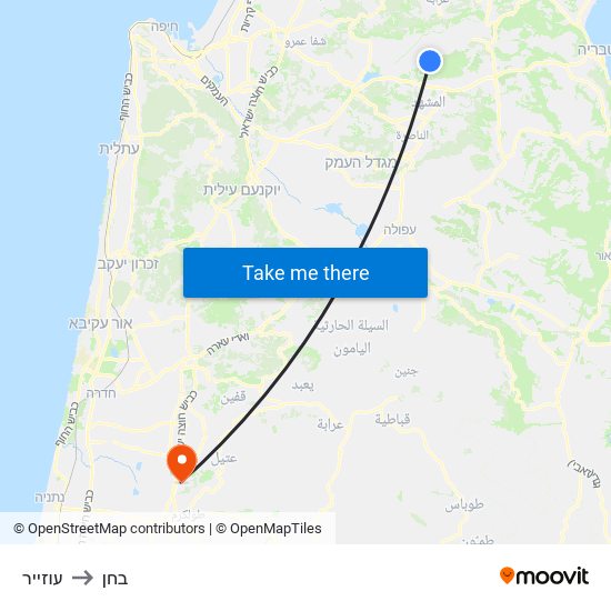 עוזייר to בחן map