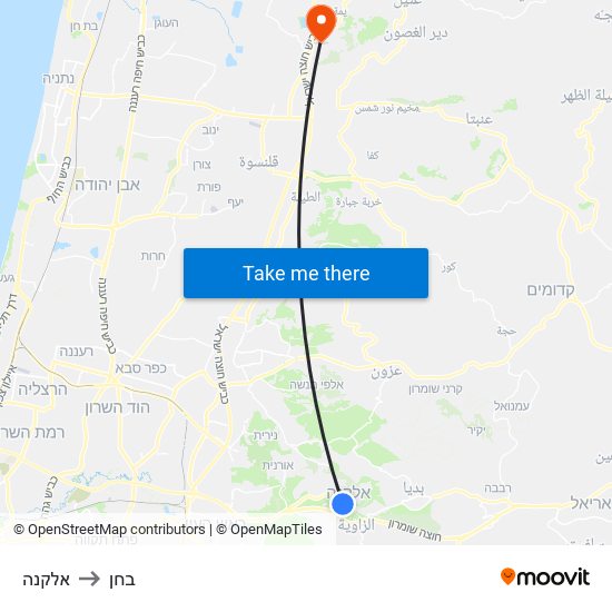 אלקנה to בחן map