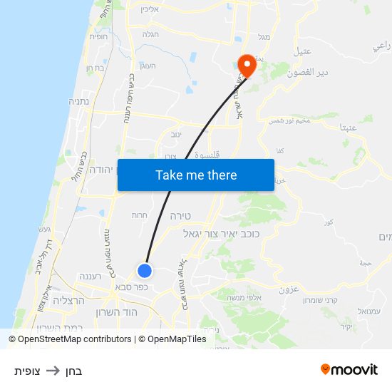 צופית to בחן map