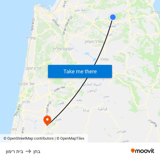 בית רימון to בחן map