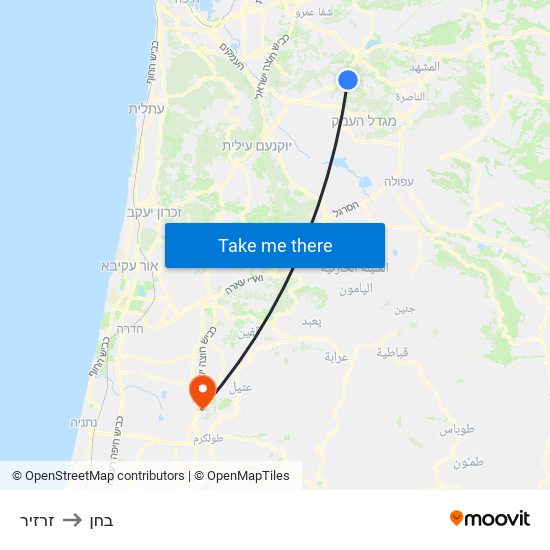 זרזיר to בחן map