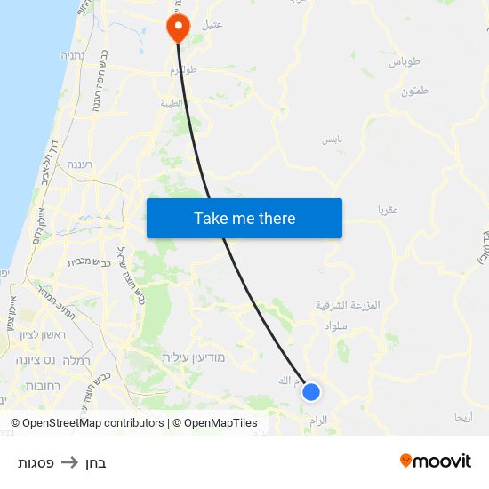 פסגות to בחן map