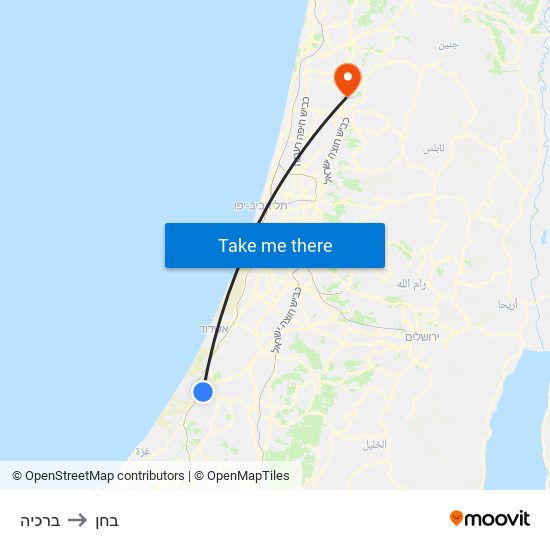 ברכיה to בחן map