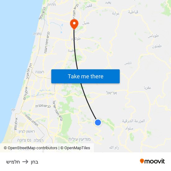 חלמיש to בחן map