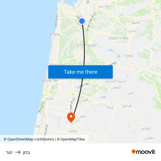 יגור to בחן map