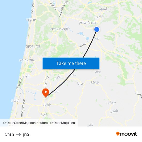 מזרע to בחן map