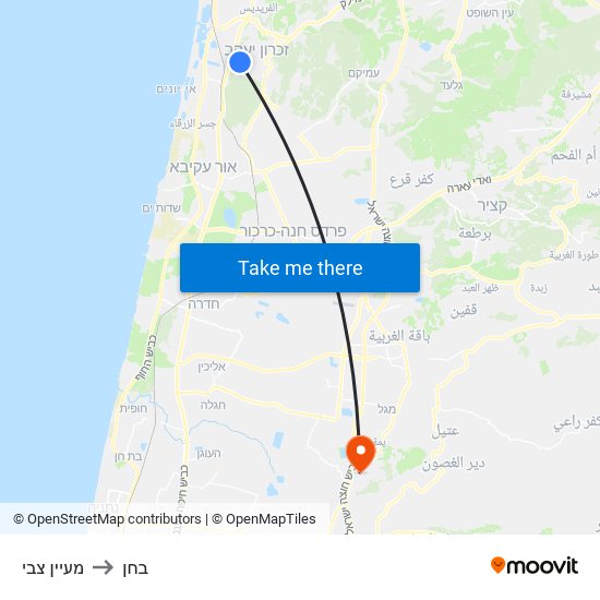 מעיין צבי to בחן map