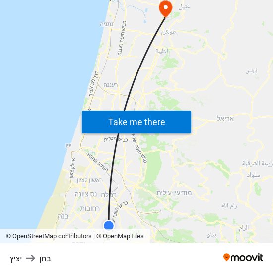 יציץ to בחן map