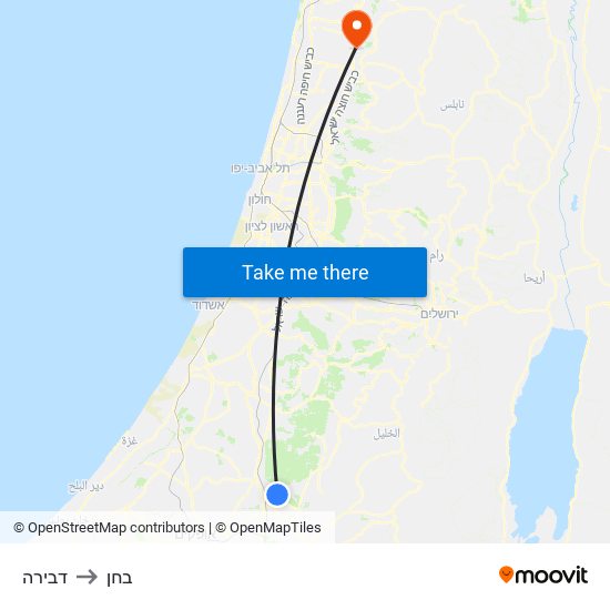 דבירה to בחן map