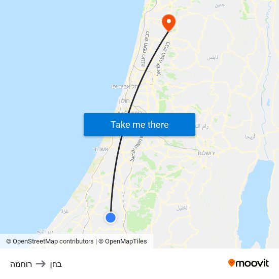 רוחמה to בחן map