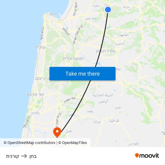 קורנית to בחן map