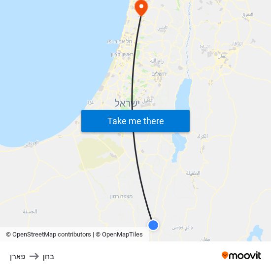 פארן to בחן map