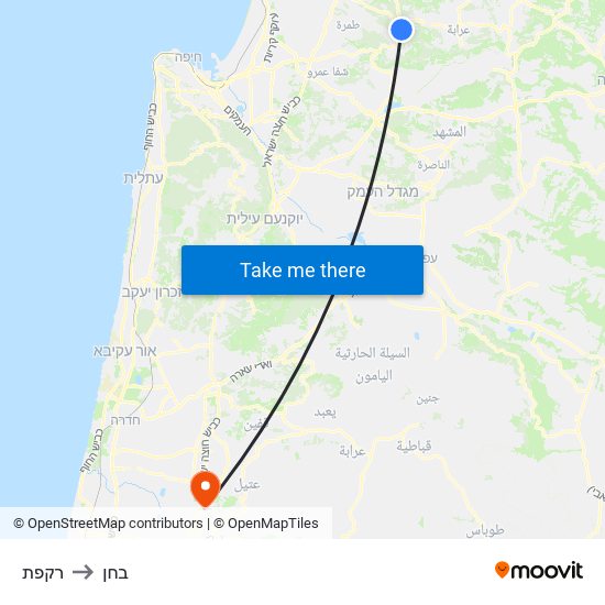 רקפת to בחן map