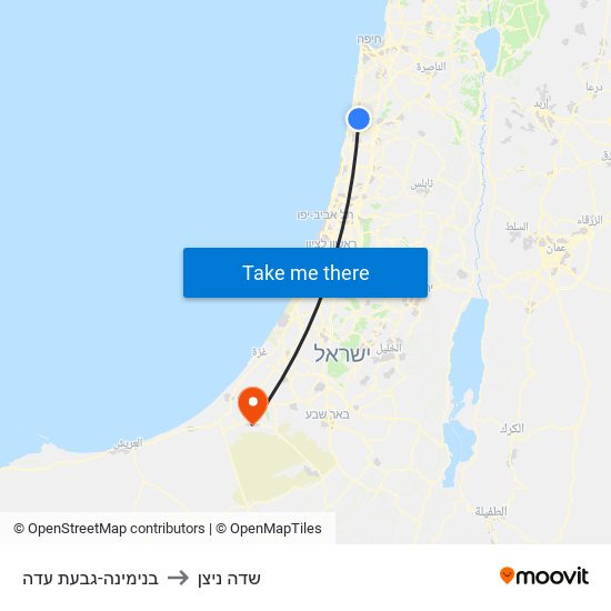 בנימינה-גבעת עדה to שדה ניצן map