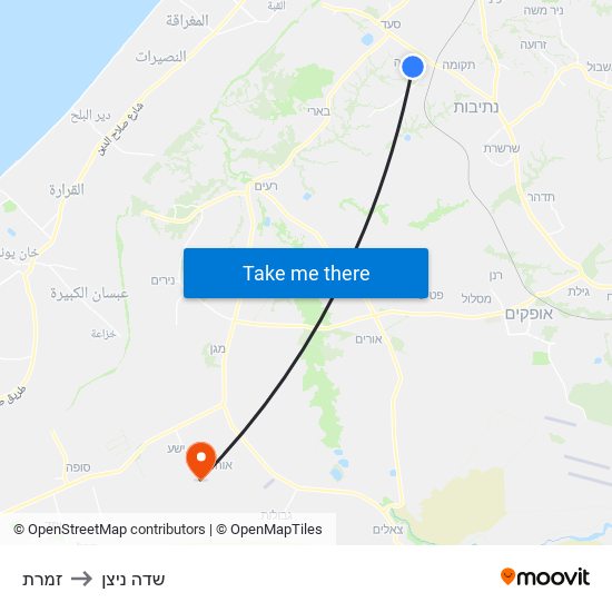 זמרת to שדה ניצן map